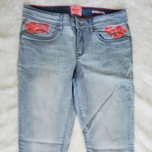 Superdry Pink Floral Embroidered Super Skinny Jeans